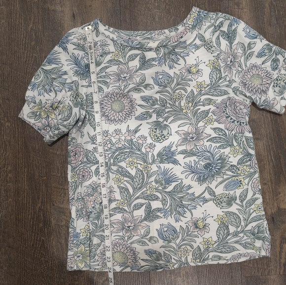 LOFT floral print blouse, short sleeves - S - Picture 7 of 9